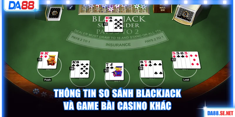 Thông tin so sánh Blackjack và game bài casino khác